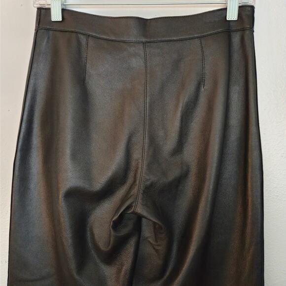 Vintage 90s Bebe Black Genuine Leather Trouser 4 Wide Leg Edgy Classic Wardrobe - Picture 8 of 14